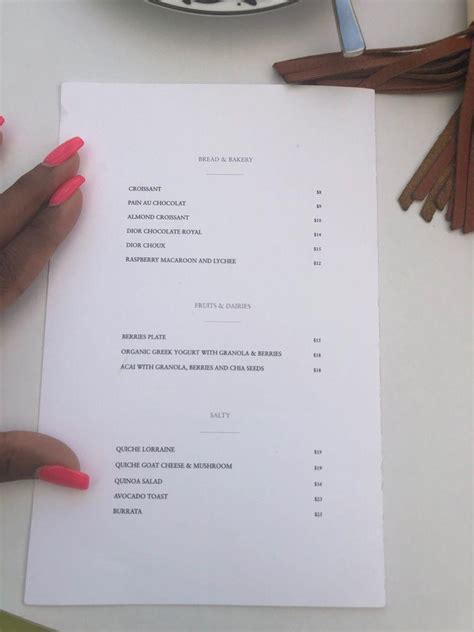 dior café menu|dior cafe miami menu prices.